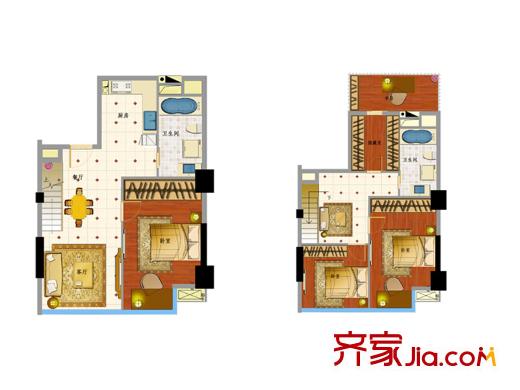 通商華富國(guó)際廣場(chǎng)Loft-C戶型 4室3廳2衛(wèi)1廚