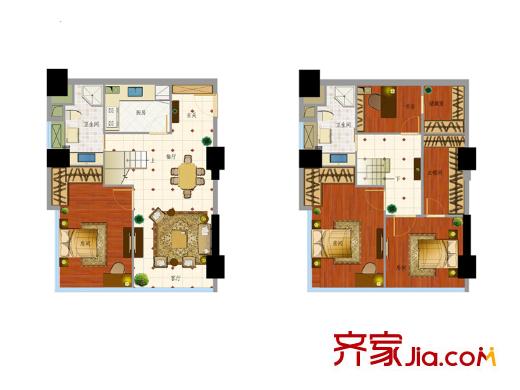 通商華富國際廣場Loft-D戶型 4室2廳2衛(wèi)1廚