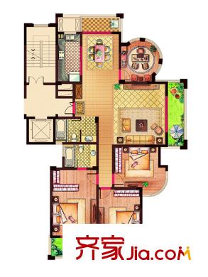 益興名流府2、4、5、7、8#樓E戶型 4室2廳2衛(wèi)1廚