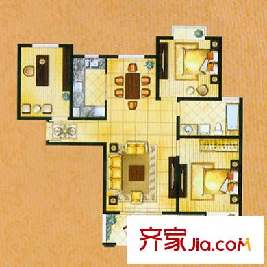 帝奧世倫名郡1號(hào)樓C1戶型 3室2廳1衛(wèi)1廚