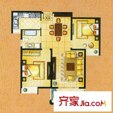 帝奧世倫名郡1號(hào)樓B1戶型 2室2廳1衛(wèi)1廚