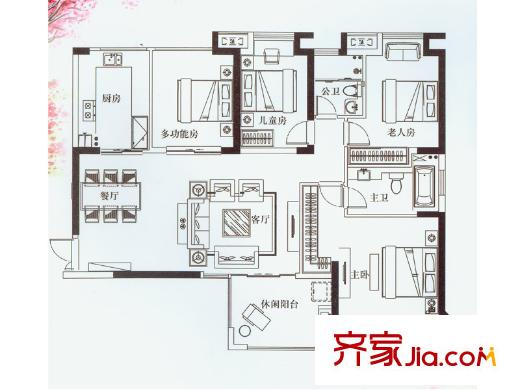 海門東恒盛國際公館8#樓 4室2廳2衛(wèi)1廚