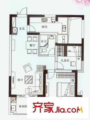 海門東恒盛國際公館8#樓 2室2廳1衛(wèi)1廚