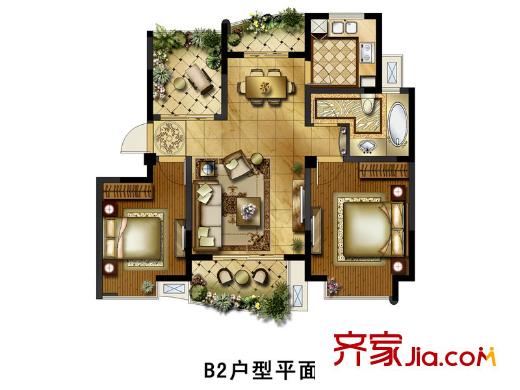 銀河灣一期1、3、4號樓B2戶型 2室2廳1衛(wèi)1廚