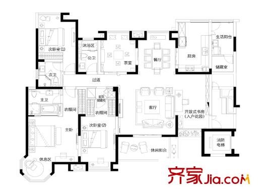 海門東恒盛國際公館3號樓N戶型 5室2廳3衛(wèi)1廚