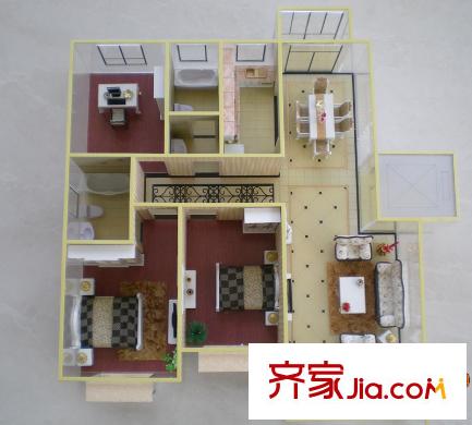 通劉花園134.07平戶型 3室2廳1衛(wèi)2廚
