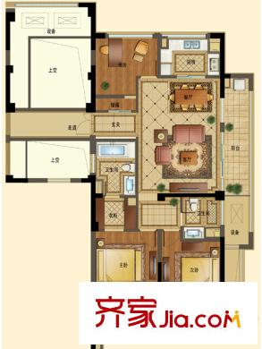 綠城玫瑰園A1戶型圖 3室2廳2衛(wèi)1廚