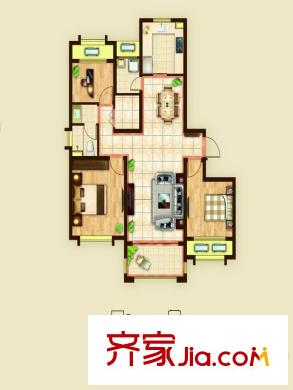 龍馨家園9#D1戶型 3室2廳1衛(wèi)1廚