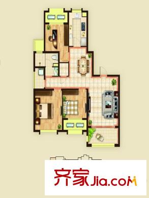 龍馨家園20#G1戶型 3室2廳1衛(wèi)1廚