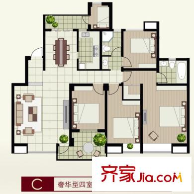 望山公館C戶型 4室2廳2衛(wèi)1廚