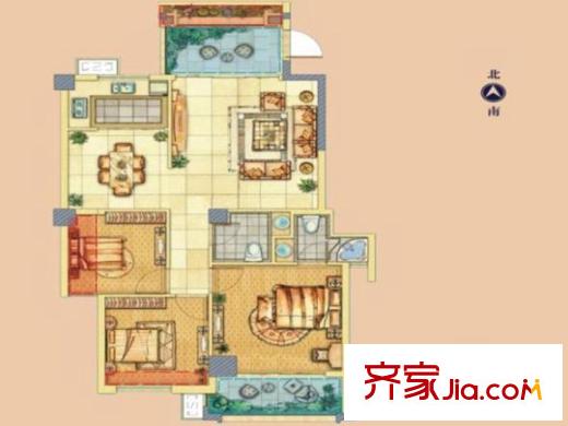 天晟匯成天下一期2#4#樓C戶型 3室2廳2衛(wèi)1廚