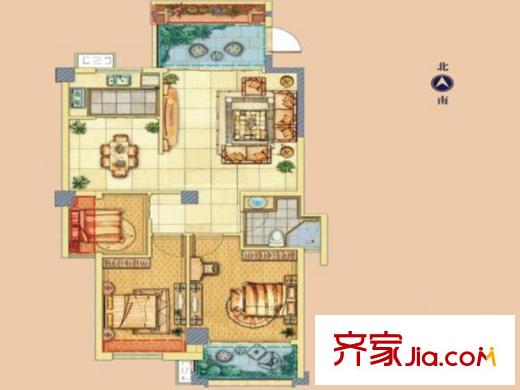 天晟匯成天下一期3#樓B戶型 3室2廳1衛(wèi)1廚