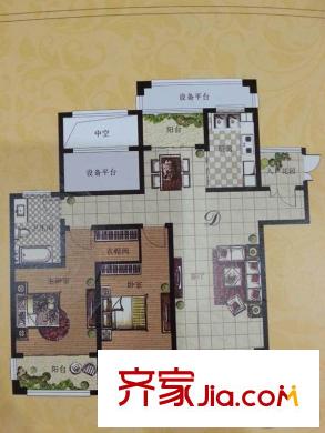 中成1號花園1#-8#邊戶D戶型 2室2廳1衛(wèi)1廚