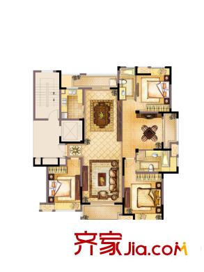 優(yōu)山美地名邸25#樓G戶型（售完） 3室3廳2衛(wèi)1廚