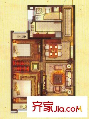 優(yōu)山美地名邸27#、29#樓A2戶型（售完） 2室2廳1衛(wèi)1廚