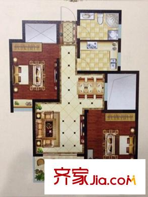 東方威尼斯一期14#樓L戶型 2室2廳1衛(wèi)1廚