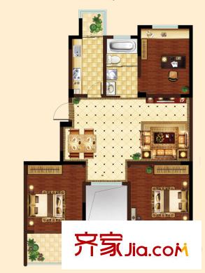 東方威尼斯D戶型 3室2廳1衛(wèi)1廚