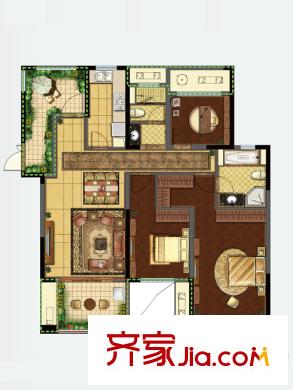 如皋雨潤廣場一期1、2#樓B3戶型 2室2廳2衛(wèi)1廚