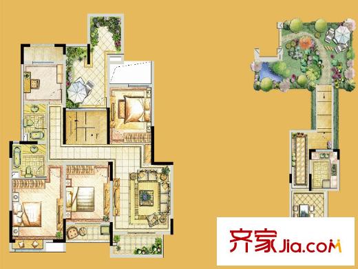 世茂公元A3戶型 4室3廳2衛(wèi)1廚