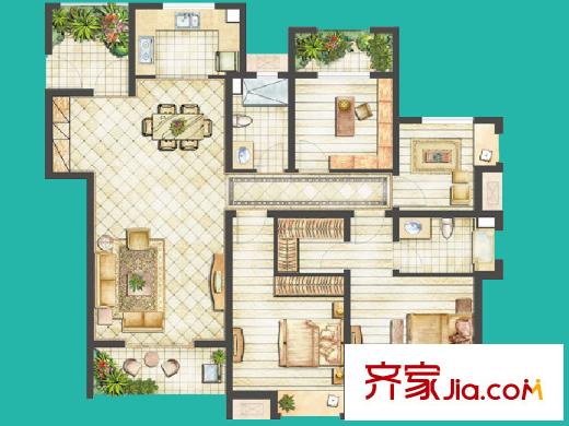 世茂公元C戶型 4室2廳2衛(wèi)1廚