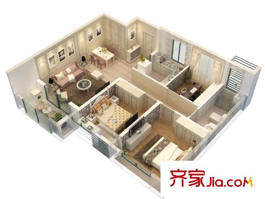景瑞御江山高層戶(hù)型圖 3室2廳1衛(wèi)1廚