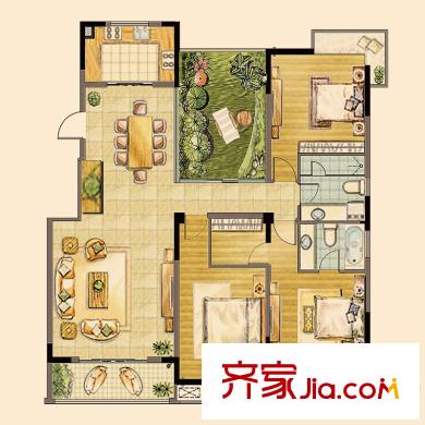 第九園E戶型 3室2廳2衛(wèi)1廚