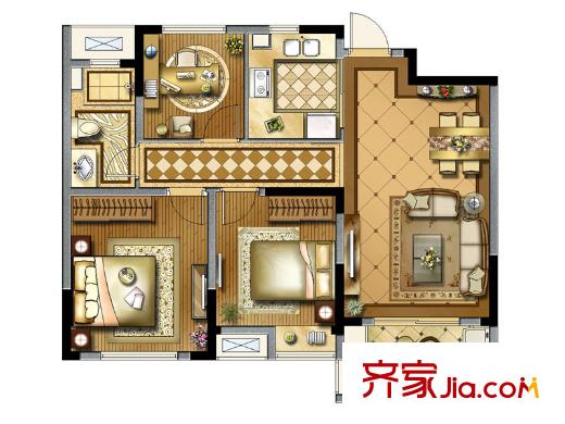 景瑞御江山B3戶(hù)型 3室2廳1衛(wèi)1廚