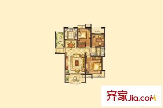 湖濱華庭5#、6#A1戶型 3室2廳1衛(wèi)1廚