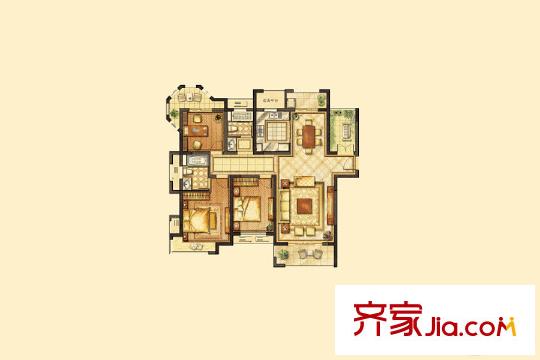 湖濱華庭8#、11#B1戶型 3室2廳2衛(wèi)1廚