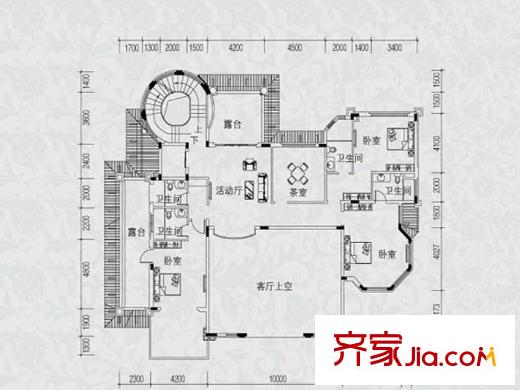 恒大海上威尼斯別墅獨(dú)棟A7-3Q二層平面圖 7室6廳6衛(wèi)