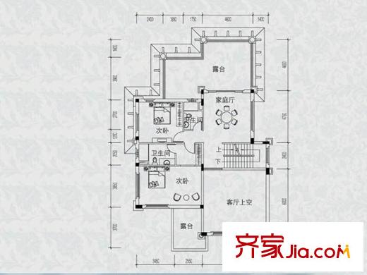 恒大海上威尼斯別墅獨(dú)棟A4-3Q二層平面圖 5室4廳4衛(wèi)