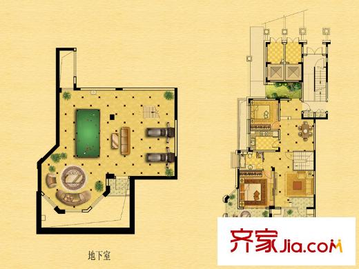 中南軍山半島39#樓F1戶型 2室2廳1衛(wèi)1廚