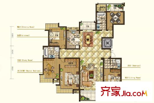 南山湖1號(hào)8#A戶型 5室2廳3衛(wèi)1廚
