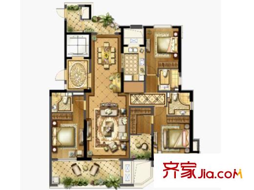 綠地新都會(huì)11#東單元C戶型 3室2廳3衛(wèi)1廚