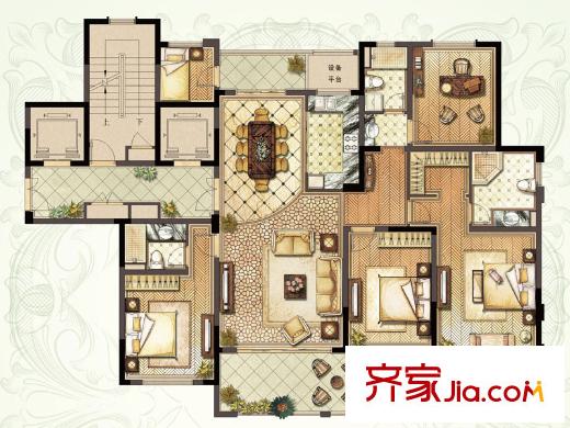 德誠翠湖灣3#、4#樓H戶型 4室2廳3衛(wèi)1廚