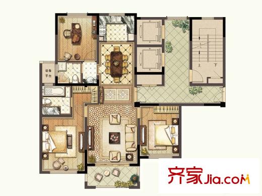 德誠翠湖灣5#樓D戶型 3室2廳2衛(wèi)1廚
