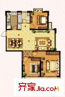盛和花半里三期1#、2#H戶型 3室2廳1衛(wèi)1廚