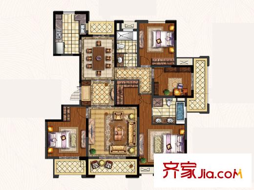 盛和花半里一期7#二期5#邊戶G戶型 4室2廳2衛(wèi)1廚