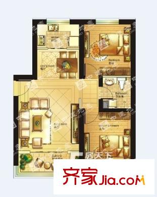 中建蘇香臺(tái)壹號(hào)3#D1`戶型 2室2廳1衛(wèi)1廚