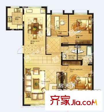 中建蘇香臺(tái)壹號(hào)1#C戶型 3室2廳2衛(wèi)1廚