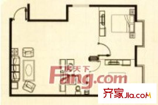 美術(shù)館二期標(biāo)準(zhǔn)層F1戶型圖   3室2廳1衛(wèi)1廚