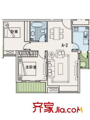 雅山郡A-2戶型兩室兩廳一廚一衛(wèi)81.67平 2室2廳1衛(wèi)1廚