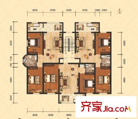 和興嘉苑三期15號樓A戶型  2室2廳1衛(wèi)1廚
