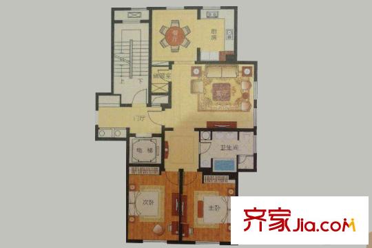 綠城?百合公寓三期E戶型 兩室兩廳一衛(wèi)一廚122平 2室2廳1衛(wèi)1廚