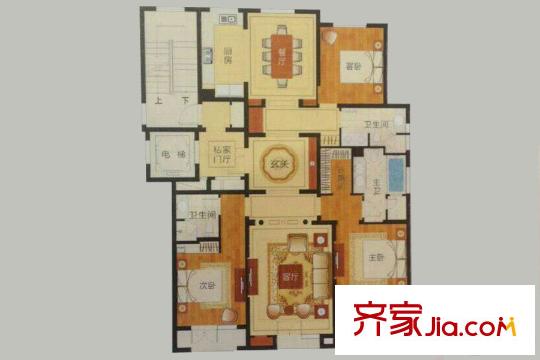 綠城?百合公寓三期C2戶型三室兩廳三衛(wèi)175平 3室2廳3衛(wèi)1廚