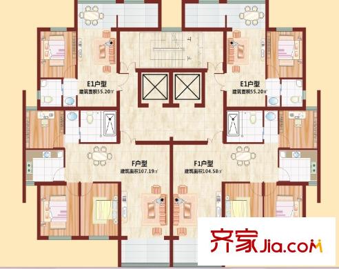 華凌公館30號樓2梯4戶戶型圖 