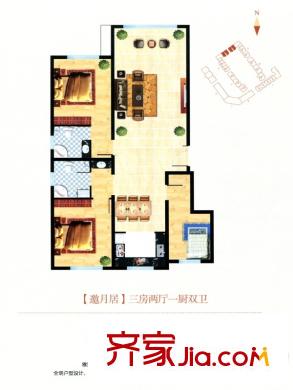 蘭庭書苑二期3室2廳2衛(wèi)1廚121平 3室2廳2衛(wèi)1廚