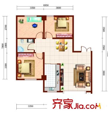 魯達國際G戶型3室2廳1衛(wèi)1廚86.01平 3室2廳1衛(wèi)1廚