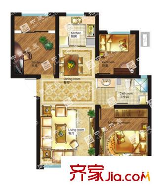 中建紫云閣5#樓 D3戶型三室兩廳單衛(wèi) 109平米 