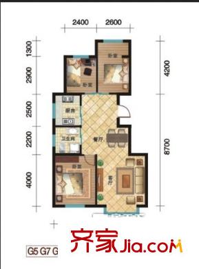 東方嘉苑戶型圖 3室2廳1衛(wèi)1廚